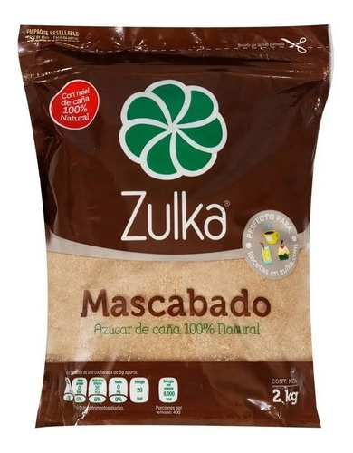 Azucar Mascabado 2 Kg Zulka Miel De Caña 100% Natural