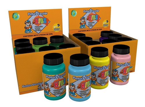 Paquete Escolar Kids Pintura Acrílica 59 Ml (18 Piezas)