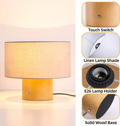 Lámpara Moderna De Mesa 10 Con Pantalla De Lino