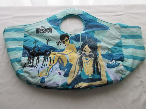 Bolso Playero Forrado Con Nylon, Un Sólo Uso!, Impecable!