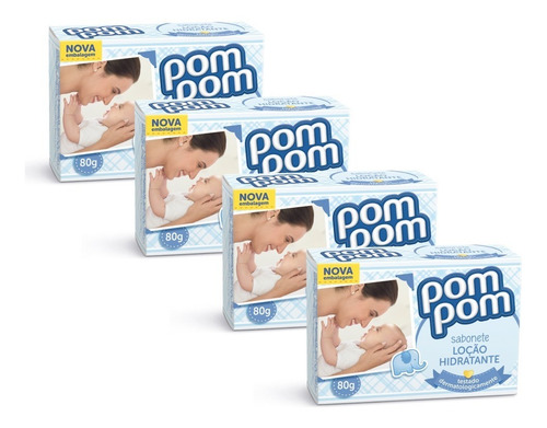 Kit Sabonete Pom Pom Hidratante 80g - 4 Unidades