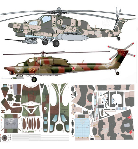 Helicoptero Mi-28 Havoc (x2) 1:33 Papercraft (envio X Mail)