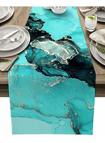 Mesa De Mármol, Cocina Decoración Teal Mesa Corredera 6d1l4