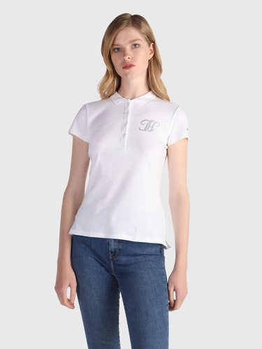 Polo Blanco Mujer Con Aplicaciones Tommy Hilfiger