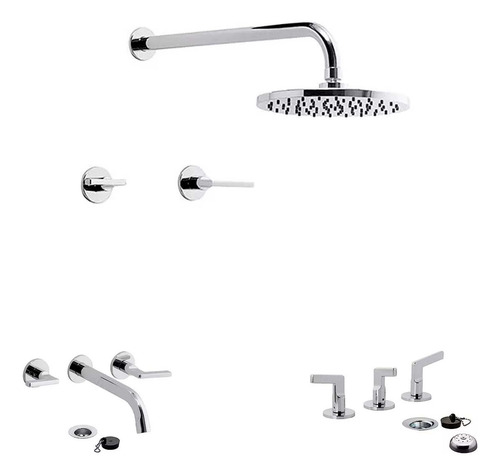 Set Griferia Ducha 2 Llaves Bidet Y Lavatorio Fv  Arrayan