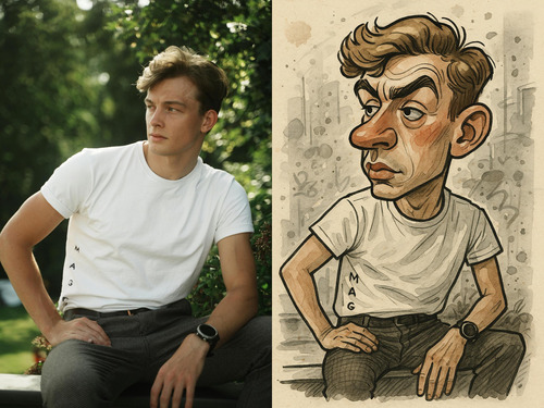 Ilustración Digital Personalizada Caricatura Sketch 2 Person