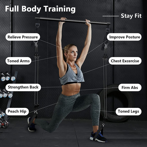Kit De Barras De Pilates Con Bandas De Resistencia 4 Bandas
