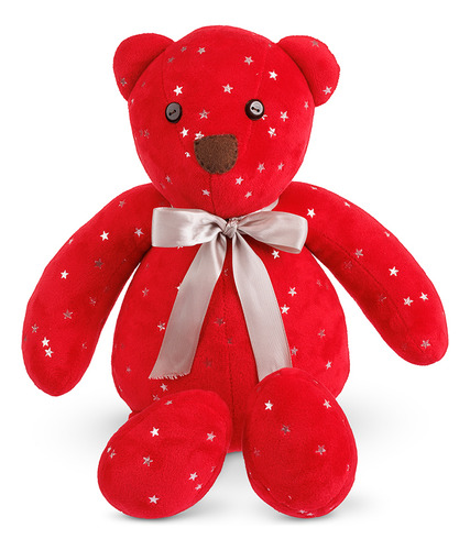 Oso De Peluche Decorativo Navideño 17 Cm | Sueños De Navidad Color Rojo Con Estrellas