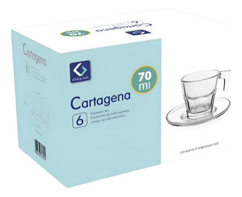 Juego De 6 Tazas Para Café Espresso+ Platillos 70ml Kimglass Translúcido Cuchara