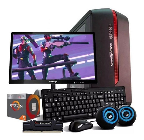 Computadora Pc Cpu Gamer Ryzen 5 Vega 11 1tb 8gb Monitor 80+