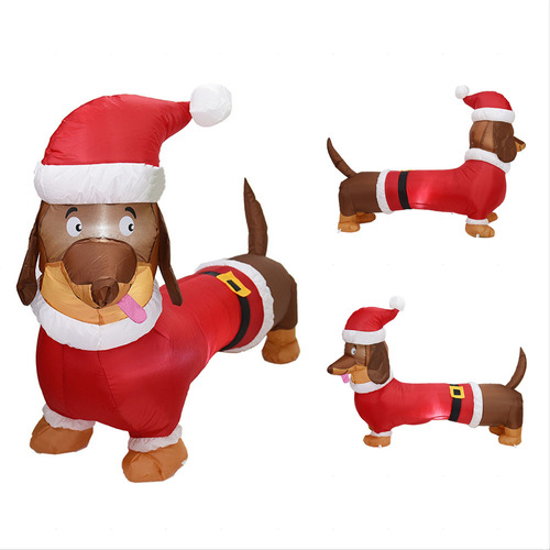 Decoración Resplandeciente De Perro Salchicha Navideño Brill