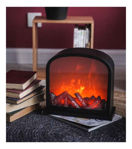 Pequeña Y Acogedora Linterna Para Chimenea, Troncos Realist