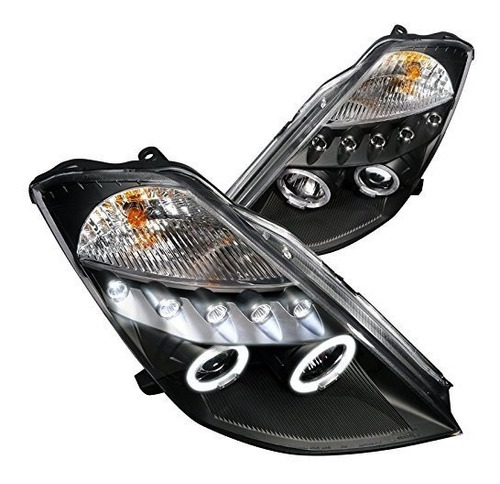 Nissan 350z 2003 2005 Faros Ojo Angel Led Fondo Negro 2004