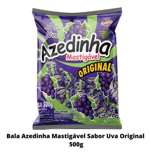 Bala Mastigável Azedinha Uva Icekiss Pacote 500g