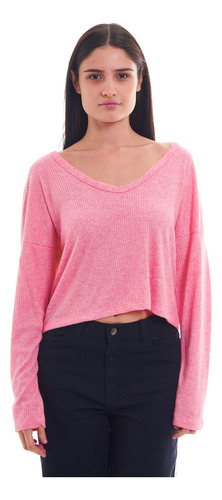 Buzo Sweater Lanilla Oversize Escote Reversible V Y Redondo