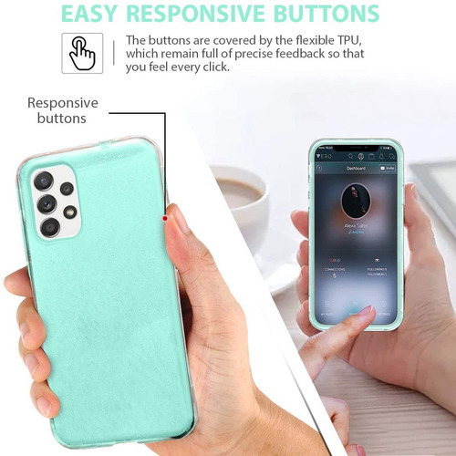Kit Mica Cristal+ Funda Para Samsung Rigida Tres Pieza Mujer Color Azul Claro Modelo De La Funda A23