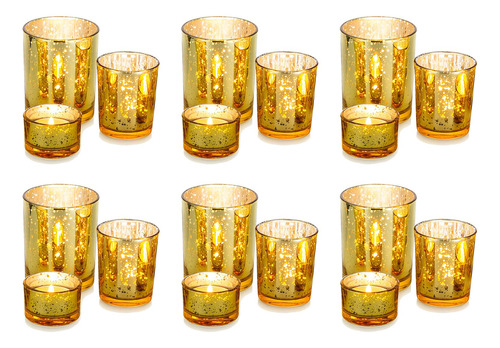 Nuptio Portavelas Votive Tealight Dorado, 18 Unidades, Cande