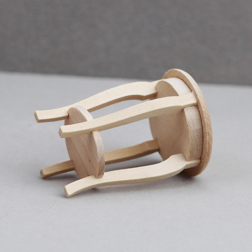 Taburete De Madera Para Casa De Muñecas A Escala 1:12, Mini