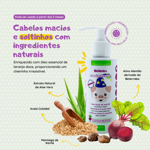 Bio Condicionador Infantil Vegano Natura Biokinder +3m 120ml