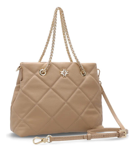 Bolsa Tote Luz Da Lua Couro Matelasse Saara Frappe Média