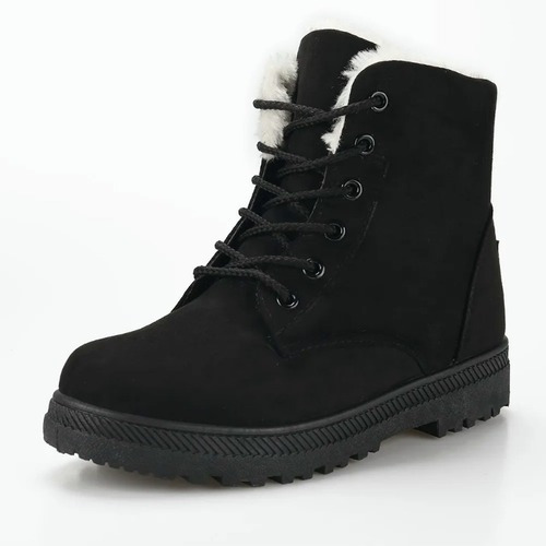 Botas De Mujer Caliente Rebaño Zapatos Cordones Mujer