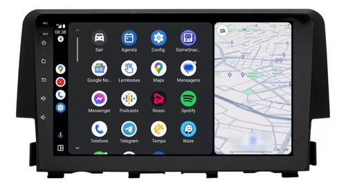 Multimídia Octac 9pol Carplay/a.auto Slot Chip Civic 16/22
