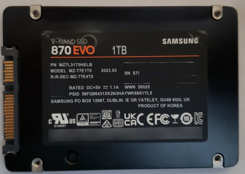 Disco Ssd Samsung 870 Evo 1tb Casi Nuev0  -otra Opcion 500gb