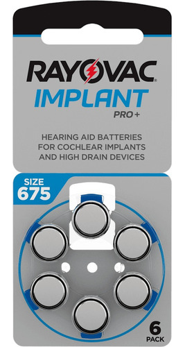 Pilas Audifono 675 Rayovac Implant Pro+ Coclear Blister X 6