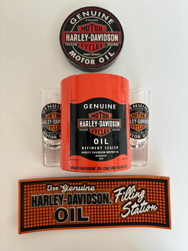 Juego De Tequileros Harley Davidson Oil Can Shot Glass Set