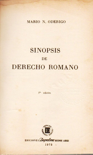 Sinopsis De Derecho Romano Mario Oderigo 