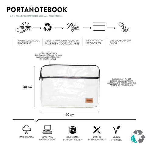 Imagen 2 de 10 de Porta Notebook De Silobolsa Material Reciclado Impermeable
