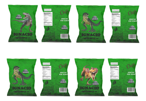Chip Bag Kit Imprimible Bolsitas Dinosaurios De Cumpleaños