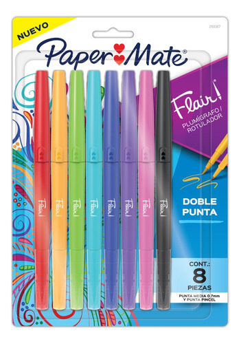 8 Tiralineas Flair Dual Brush Paper Mate Colores Surtidos