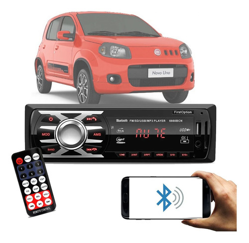 Radio Som Automotivo Universal Bluetooth Usb Sd Fiat Uno