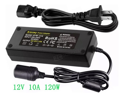 Adaptador De Corriente Encendedor Coche 110v Ac A 12v Dc120w