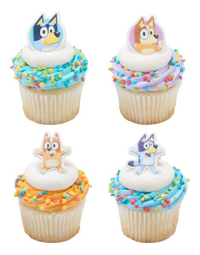 Adornos Para Anillos Para Cupcakes Bluey So Much Fun, 24 Uni