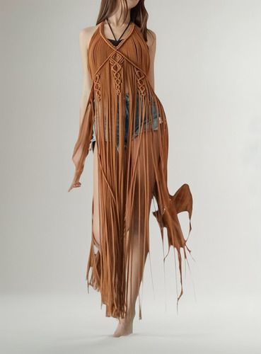 Vestido Mujer Macrame Moda Macrame Unitalla Boho Playa
