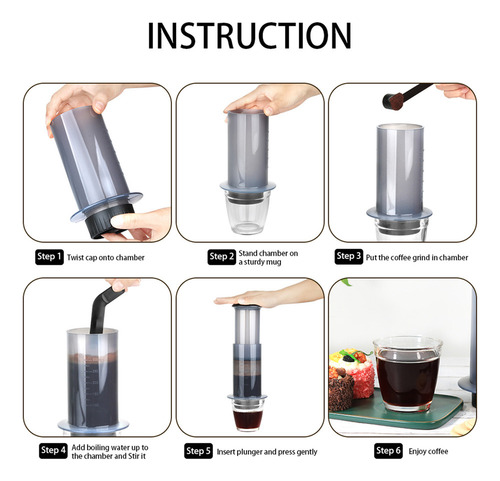 Cafetera Portátil Manual Con Filtro Café Y 50pcs Papel Para