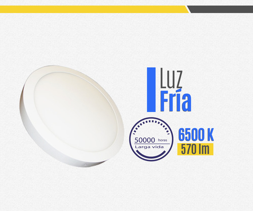 Panel Plafon Led Redondo De Sobreponer 6w Luz Fria Nova Electricity NL-LPS6WA