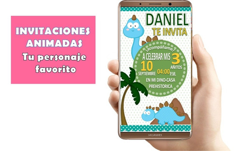 Invitacion Dinosaurio Animada Digital Video Cumple, Baby