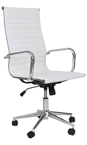 Cadeira de escritório Rivatti Sevilha alta  branca com estofado de pu