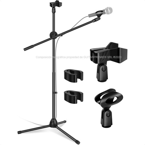 Pie De Microfono Doble Pipeta Plegable Profesional Boom