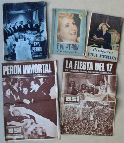 Lote Eva Peron Y Juan D. Peron Libros Y Revistas Antiguos