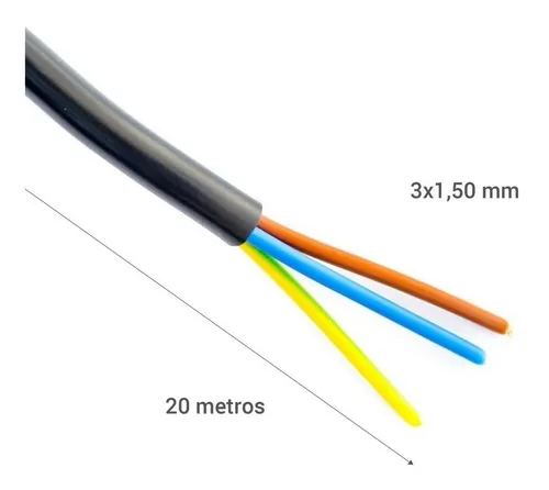 Cordón Eléctrico 3x1,50 Mm 20 Mts Negro