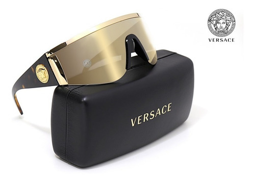 Lentes Versace Ve2197 10005a Light Brown Mirror Gold Mascara