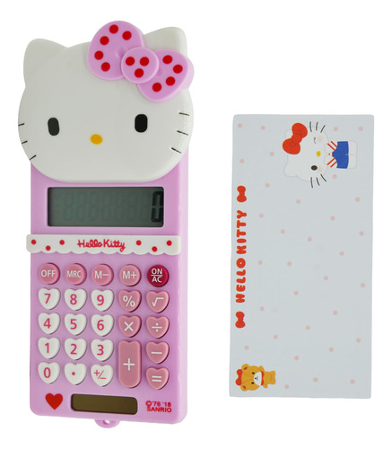 Calculadora Kawaii Kitty Con Bloc De Notas, 8 Digitos Con Pa