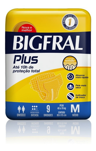 Fralda Bigfral Plus Normal Tamanho M 9 Unidades