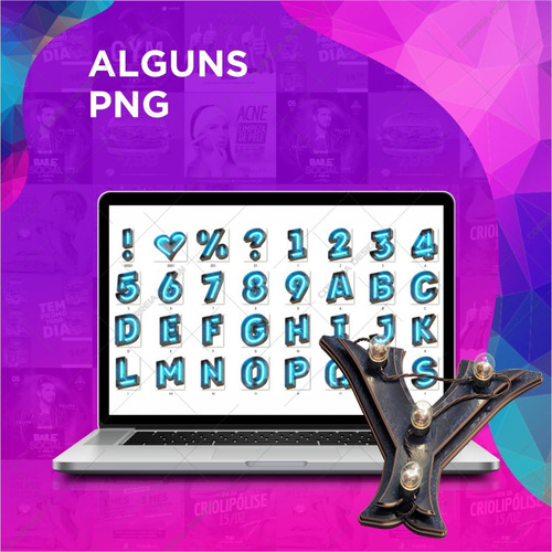 Pack Pacote Fontes 3d Png Social Media Alfabeto Letras