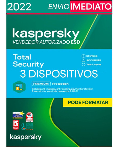 Kaspersky Total Security 3 Pc 2 Anos Envio Imediato