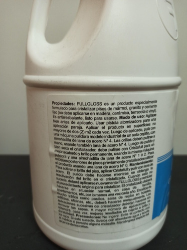 Imagen 2 de 2 de Cristalizador De Pisos Fullgloss Fuller 1.8l